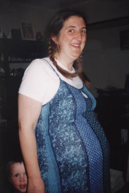 Pregnant with my youngest daughter. My son in the background on the left of photo.